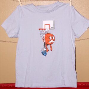 Adidas SS Lil Stripe Tee boys small Halo Blue IR4944